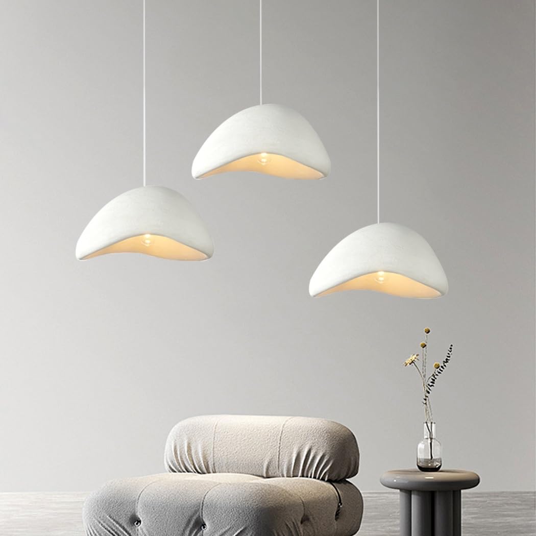 Kreatywna Lampa Wisząca Wabi-Sabi Styl Nordycki Nowoczesna Żyrandol 3 Światła Lampa Do Jadalni Regulacja Wysokości Lampa Wisząca E27 Biała Do Salonu Sypialni Kuchni Restauracji Rodziny Goszczącej(A)