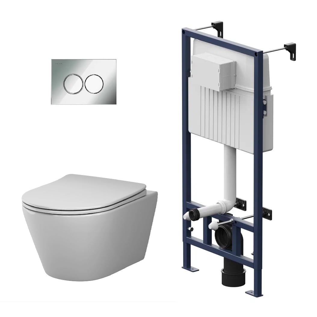 AM.PM IIS90151.XB1701 Kit : WC mural + élément de bâti-support + plaque de déclenchement (IIS90151.XB1701)