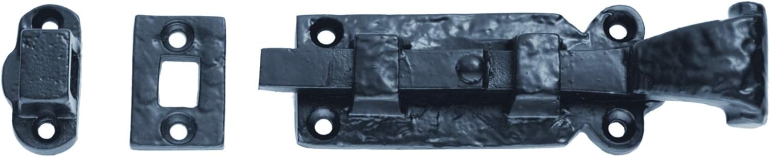 Straight Door Bolt, Black, 100 mm