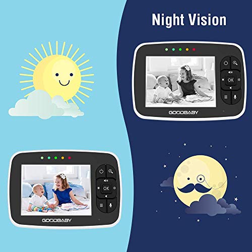 Baby Monitor with Remote Pan-Tilt-Zoom Camera|Keep Babies Safe with 3.5” Large Screen, Night Vision, Talk Back, Room Temperature, Lullabies, 960ft Range by GoodBaby SM35PTZ