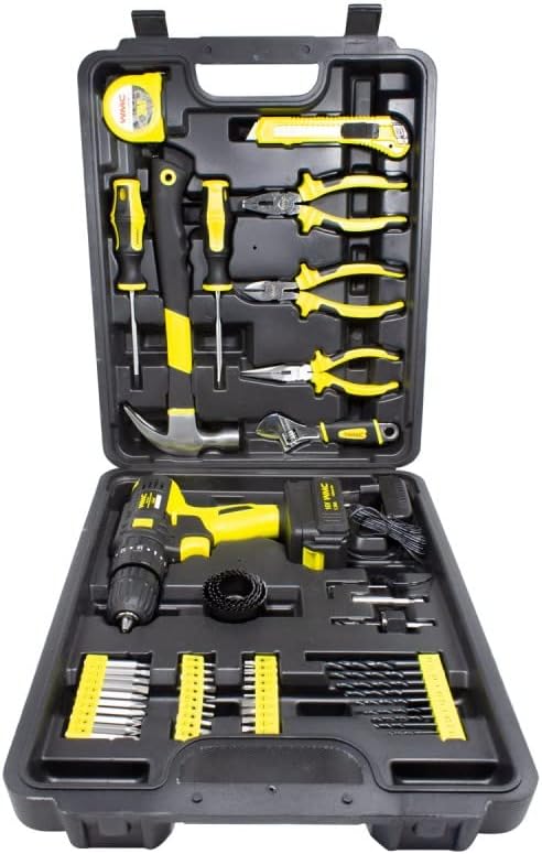 WMC TOOLS Proffesional Tool Set 57 PCS with Electric Drill, Pliers, Combined Pliers, Adjustable Wrench, Nail Hammer