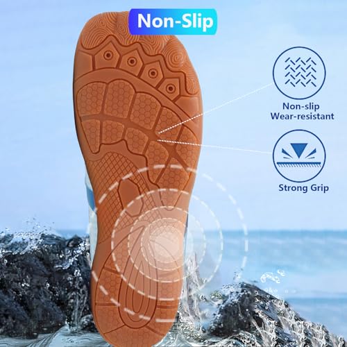 Image of Beach Water Shoes for Women Men Quick Dry Non-Slip Wide Toe Hike Barefoot Footwear for Beach Pool Aqua Swim Surf Walk