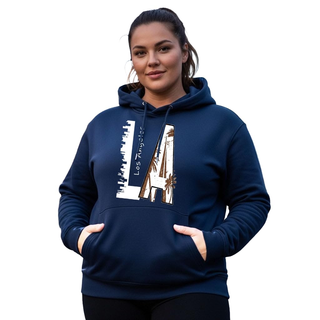 Women's Cotton Fleece Navy Full Sleeve Graphic Printed Plus Size Hooded Sweatshirt | 2XL, 3XL, 4XL, 5XL Hoodies for Womens Winter Wear | 687-image-37