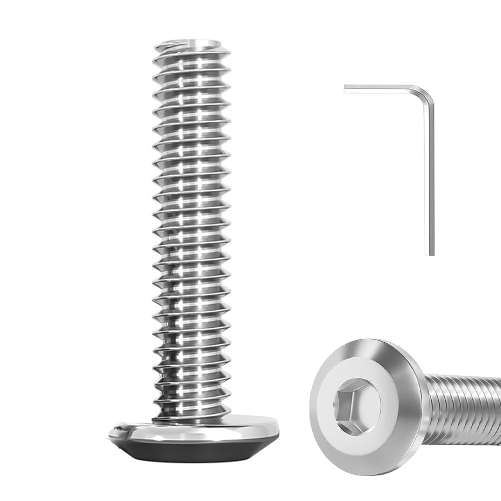 Crozgan 20Pcs Flat Head Hex ​Socket Cap Screws Bolts,304 Stainless Steel A2 Coarse Threads Full Threads Screws with Hex Key for Repair (M8*50)
