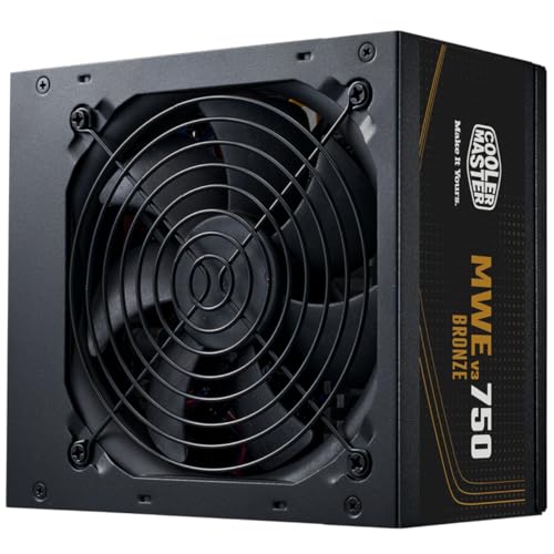 Cooler Master MWE Bronze 750 V3 750W 230V ATX 3.1 Power Supply 80 Plus Bronze Non-Modular PSU Quiet 120mm HDB Fan High Temp Resilience Black