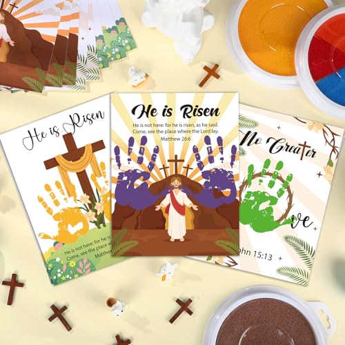 Motipuns 30 peças de artesanato religioso de páscoa cristão impressão à mão cartões de Páscoa com 3