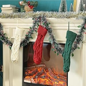 Mr pen christmas stockings 9 pack 18 cable knit stockings for christmas cable knit christmas stocking for christmas large stockings christmas knit stockings christmas red cream green  urban country home decor