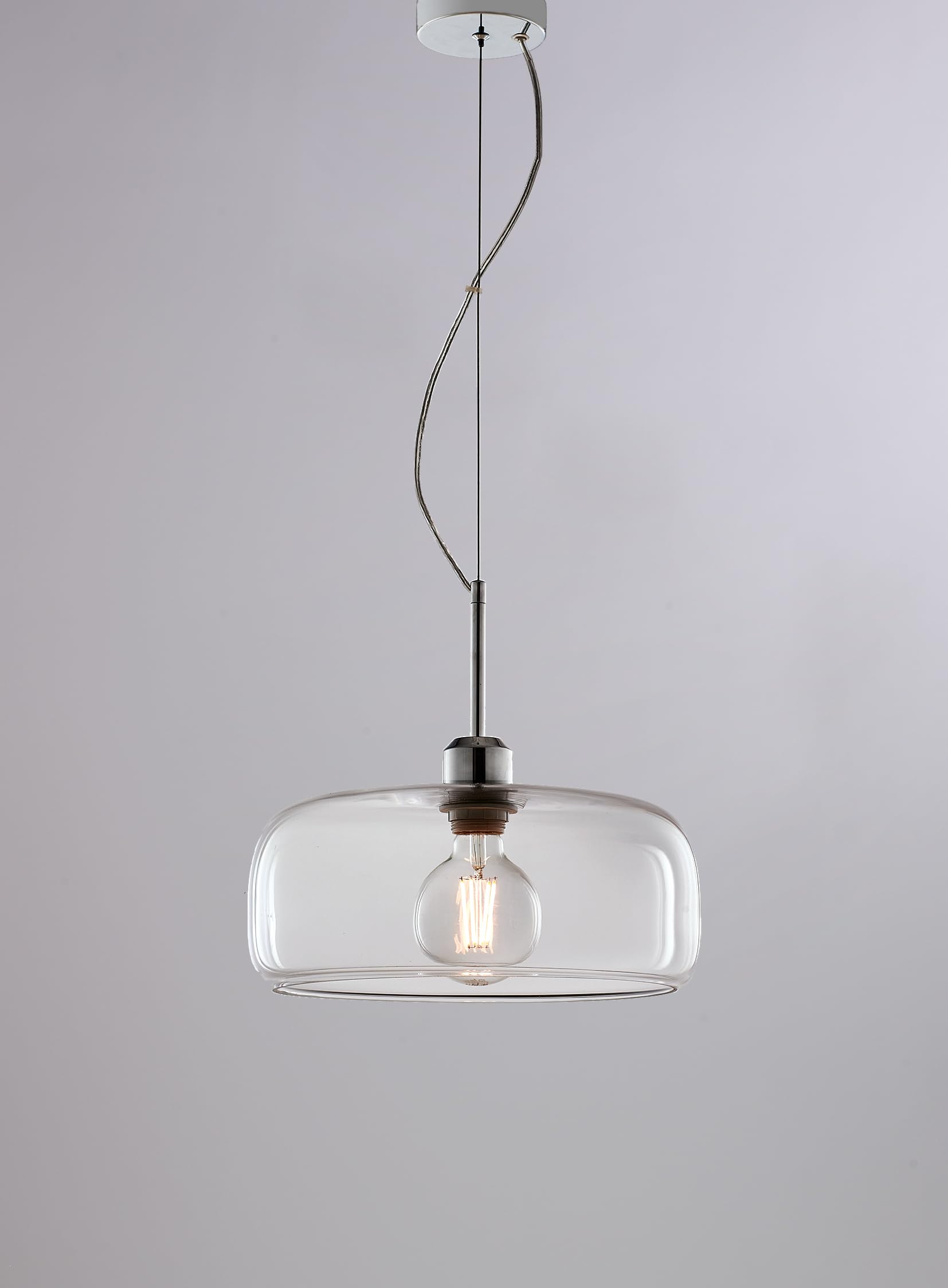 LEOLUX Muse Clear Lampadario In Vetro Trasparente A Sospensione Con Altezza Regolabile E Facile Da Montare Al Soffitto | Ideale Come Lampadario Soggiorno, Cucina (Trasparente)