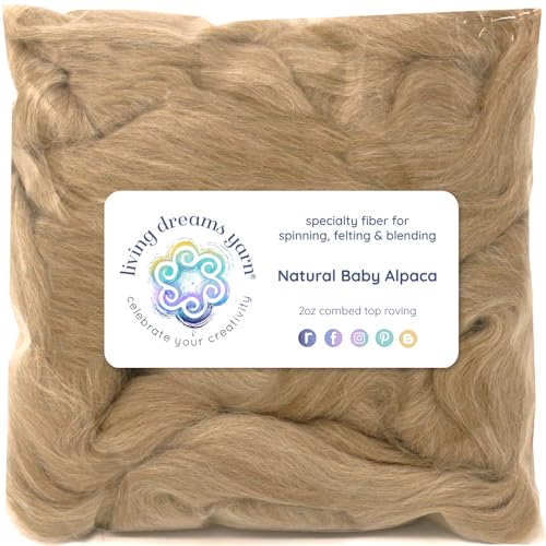 Image of Baby Alpaca Fiber for Spinning, Blending, Felting & Dyeing. Natural Combed Top Roving, Fawn.
