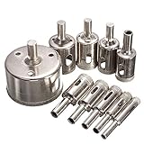 Hitommy 10Pcs 8-50Mm Diamond Drill Bits Set Tool Hole Saw Cutter For Glass Marble Granite