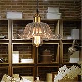Lustre en Verre, Luminaire Suspendu en Verre Clair Abat-jour éclairage pour Cuisine Loft Chambre Bureau E27 Capuchon Lumineux