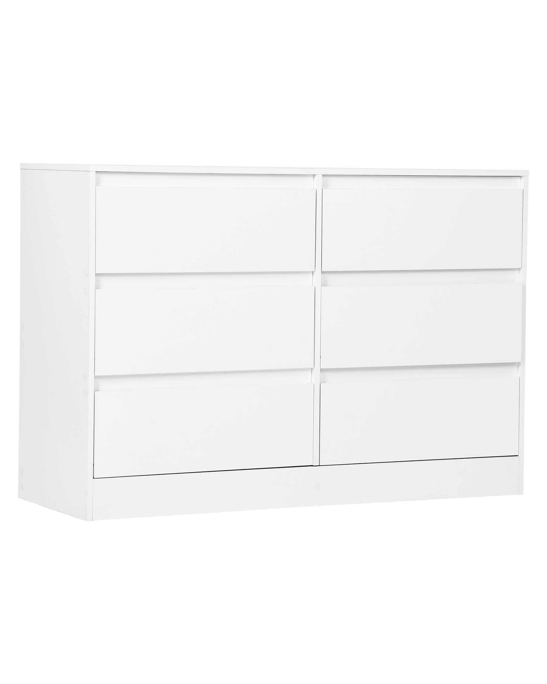 Cassettiera Bianca con 6 Cassetti Comò Camera da Letto Moderno Cassettone in Legno Lucido 100 cm Mobile Cassettiera Salvaspazio per Camera Soggiorno e Ingresso 100 x 37 x 69 cm