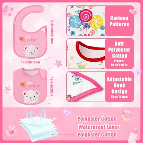 Cotton Waterproof Baby Bibs - 24Pcs Adjustable Hook Loop Closure Bib for Feeding Teething Drooling Eating, 6-12 Months2