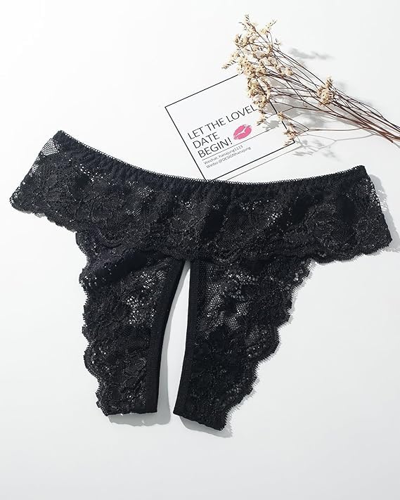 Justgoo Womens Sexy Thongs Lace Panties Underwear Low Rise Plus Size Underpants Pack of 5 - Image 6