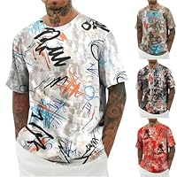KOG T-Shirts für Herren Sommer Shirt Kurzarm Bekleidung Tie-Dye Muster Laufshirt Retro Baumwolle Freizeitshirt Prime Jungen Tshirt Freizeit Sweatshirt 2025 Tshirts Sale Angebote Weiß XL