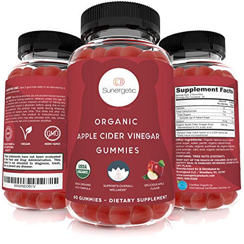 Usda Organic Apple Cider Vinegar Gummies With The Mother – Organic Acv Gummies To Support Overall Wellness – Certified Organic, Non-Gmo & Vegan - 60 Apple Cider Vinegar Gummies #TOP7