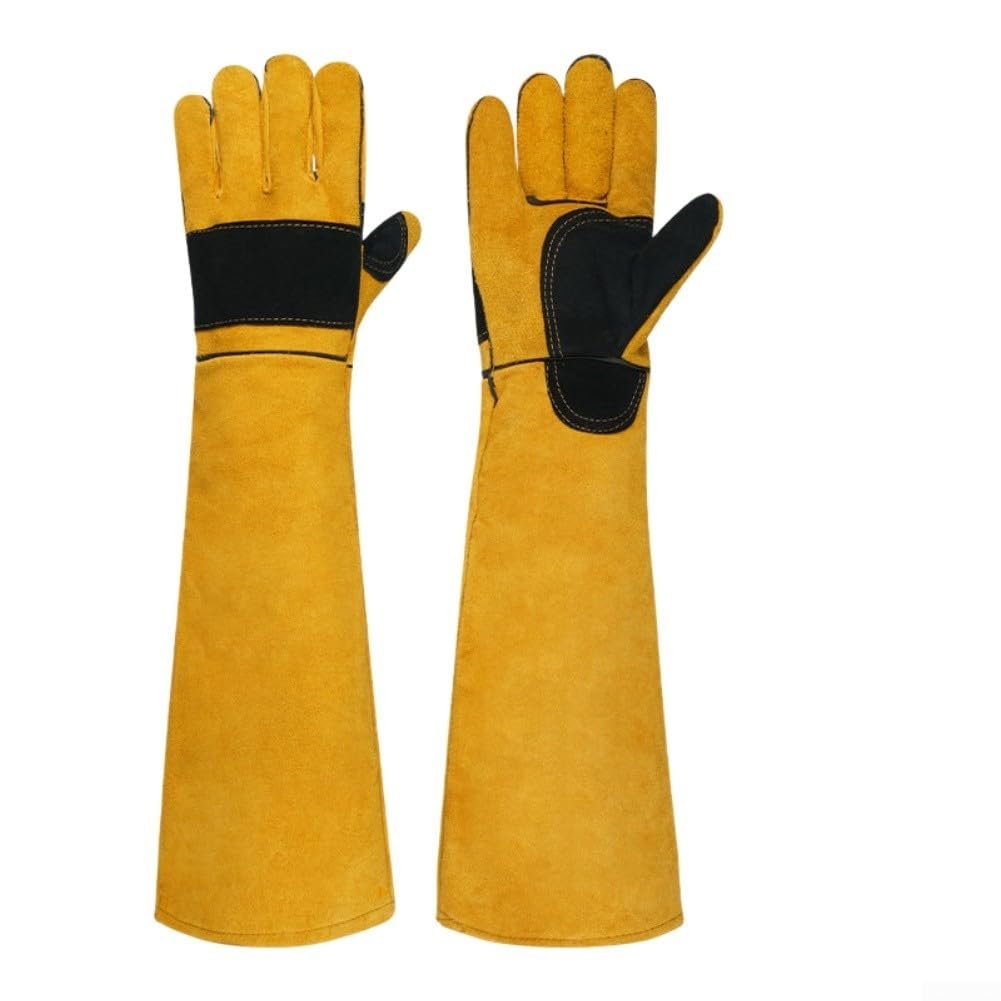 Guantes de protección de piel de vacuno largos para perros, gatos y soldadura