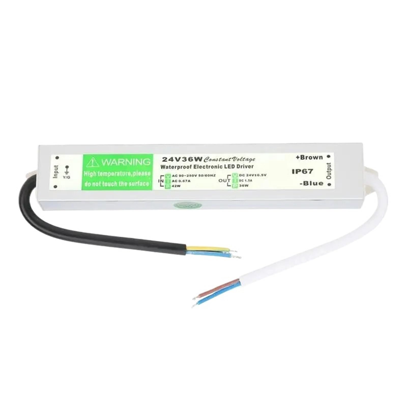 WUPLKCUIJ 90-250V AC to DC 24V 36W 1.5A Lighting LED Drive Adapter Aluminum IP67 Outdoor Waterproof Switching Power Supply