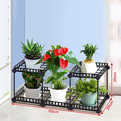 LVZAIXI Balcón de Hierro Forjado Creativo Balcón de múltiples Funciones Oficina Floristería de Escritorio Balcón de múltiples Filas (Tamaño : 65 * 20 * 25cm)