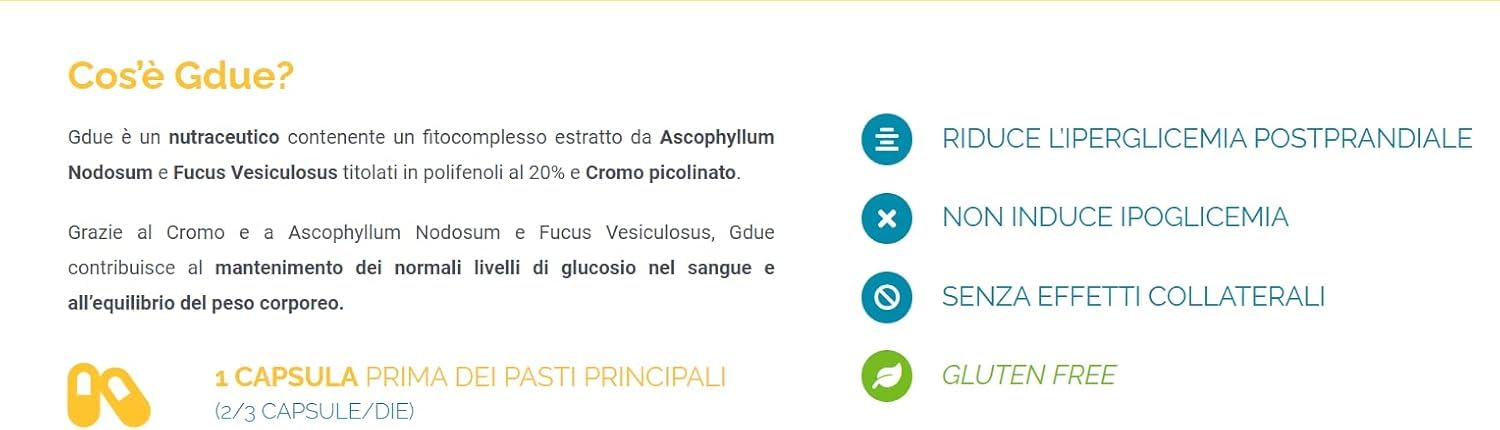 Gdue 120 Capsule - Integratore Alimentare di Aescophyllum nodosum, Fucus vesiculosus e Cromo - 2 Confezioni da 60 Capsule