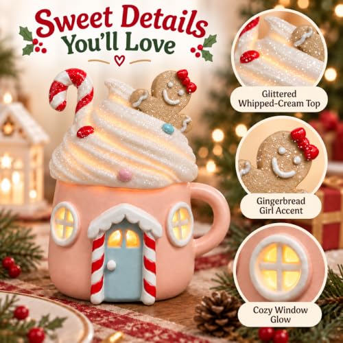 LFLKPY Lighted Gingerbread Cake House, Resin Christmas Tabletop Decor - image 4