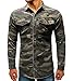 chouyatou Men's Military Style Short/Long Sleeve Camo Printed Button Down Shirt (X-Small, Green Long)