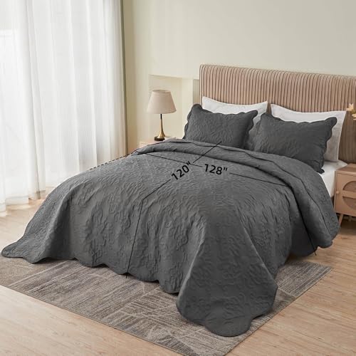 Image of Kingnex Oversized King Bedspreads 128x120 Dark Grey