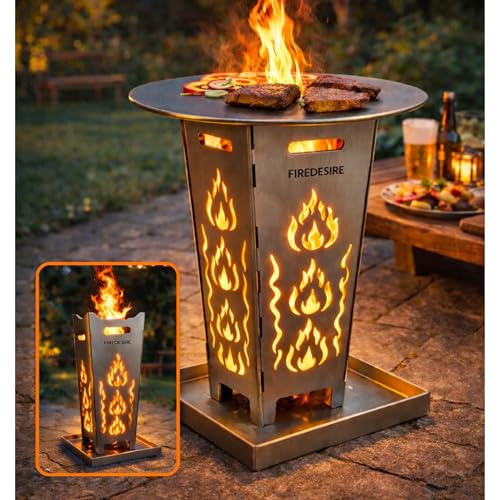 FireDesire Feuerkorb 80cm + Grillplatte + Ascheschale...