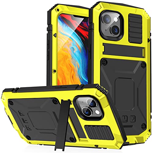 Coque en métal iPhone 14 6,1" jaune antichoc intégrale 360
