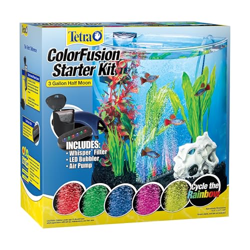 Tetra 3 Gallon Small Fish Tank, Aquarium Starter Kit, with Filter, Air pump, & Color Changing Light, Half Moon shape, for Gold Fish & Betta by Tetra - Image 8