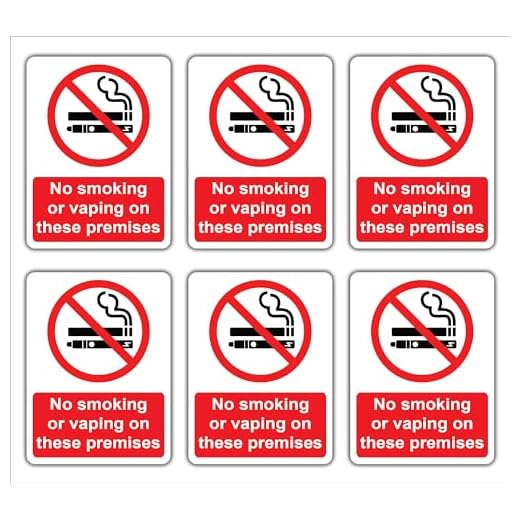 6 letreros adhesivos de vinilo autoadhesivo con texto en inglés "No Smoking or Vaping", aviso de advertencia para fumadores vapeadores, bares, clubes, restaurantes, cafeterías (100 mm x 75 mm)