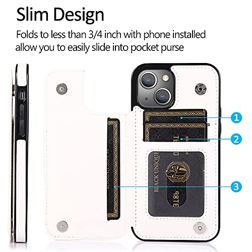 Ucolor Flip Leather Wallet Case Card Holder Compatible With Iphone 13 6.1 Iphone 14 6.1 Women And Girls With Card Holder Kickstand (Beige Leopard) #TOP2