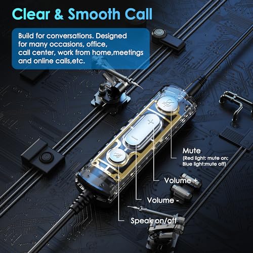 Headset wtih Mic, USB Headset with Microphone for PC, Computer Headset with Noise Canceling Microphone for Laptop, Wired Headset with Mute for Home Office Online Class Skype Zoom Meetings - Image 3