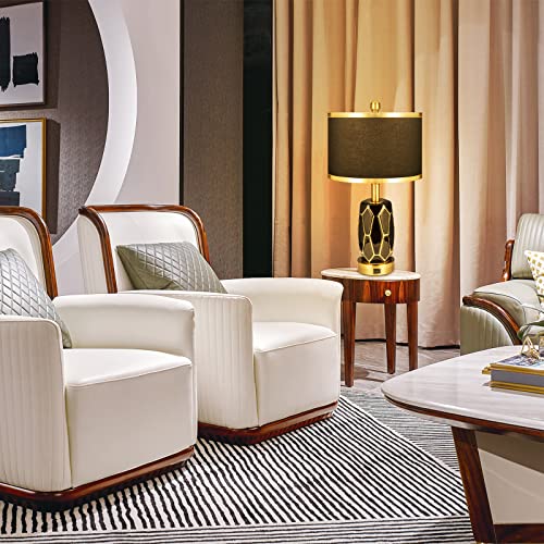 Workluurop Set Of 2 Touch Control Table Lamps For Bedroom Livingroom,Modern Black/White Ceramic Lamp With Usb Ports,Bedside Nightstand Lamp With Fabric Drum Lampshade,Blubs Included(Black) #TOP4