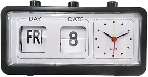 Reloj despertador mecánico novedoso reloj digital de escritorio con calendario, decoración del hogar, decoración retro, negro