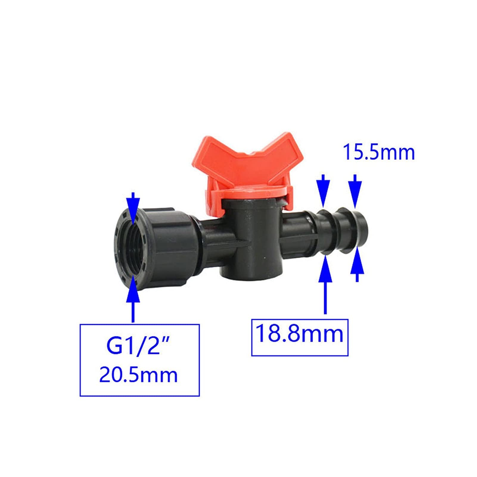 Adaptador de Conector de Utilidad Adaptador de Conector de Manguera Rosca de 1/2 3/4 a 8 Mm / 10 Mm / 12 Mm / 14 Mm / 16 Mm / 19 Mm Manguera Válvula de Riego para Grifo de Jardín con Tonelaje de Tubo