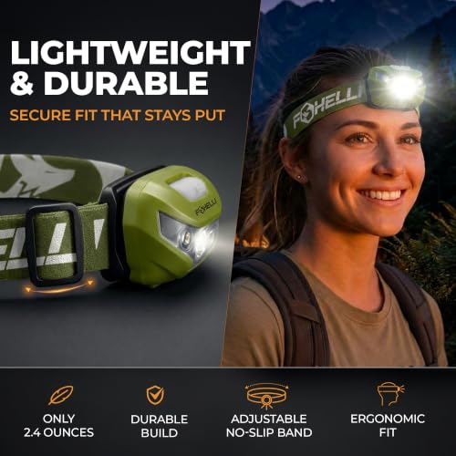 Image of Foxelli Foxelli USB Rechargeable Headlamp Flashlight - 160 Lumen, up to 30 Hours of Constant Light on a Single Charge, Super Bright White Led + Red Light, Compact, Easy to Use, Headlight for Camping &