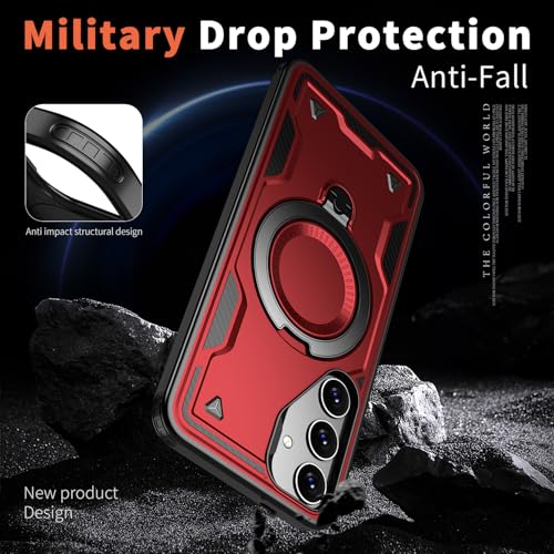 Coque Samsung S23 Plus Rouge avec anneau support magnétique antichoc