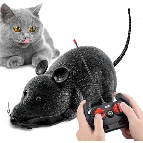 Aerbee Remote Control Rat Toy, Electronic RC Mouse Toy Emulation Flocking Rat Toy Interactive Cat Toys Pet Toys Funny Wireless Chasing Prank Joke Scary Trick Rats Animal for Pets Novelty Gift Cover