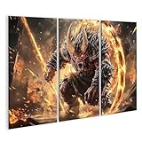 islandburner Prime Bild auf Leinwand Dämonischer Krieger im Feuersturm für Wohnzimmer Fantasy-Fans Comicbuchladen Bilder Wandbilder Poster