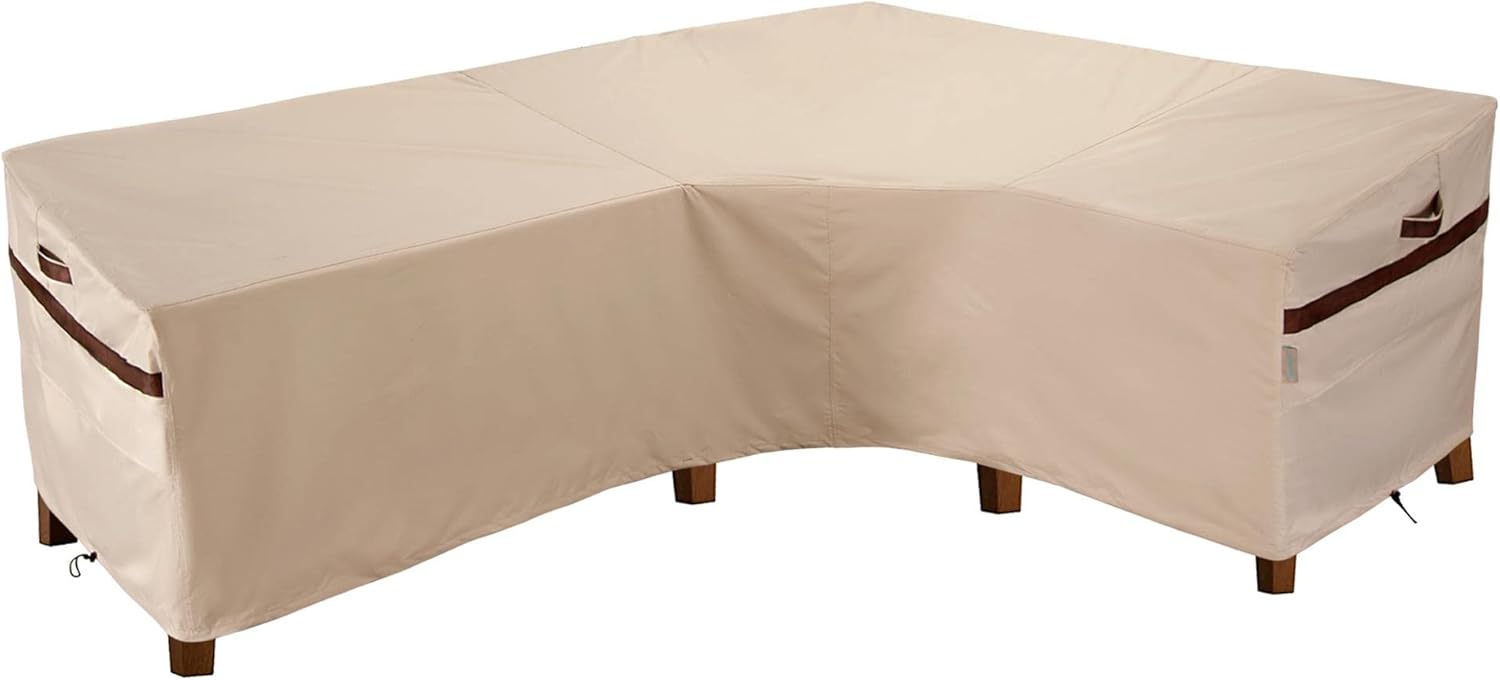 Patio Right-Facing Sectional Lounge Set Cover 106''L x 85''L x 34''D x 31''/26''H Waterproof Outdoor Furniture L-shaped Sofa Sectional Covers Right Facing - 106''L x 85''L x 34''D x 31''/26''H Beige