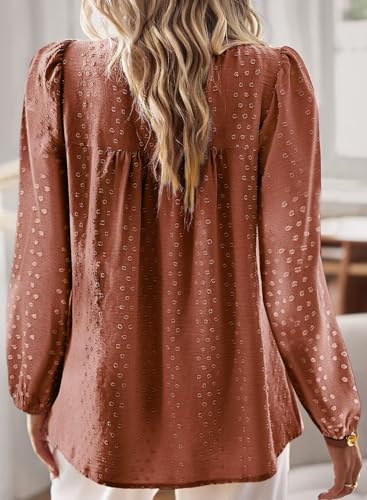 Womens Fall Tops Crewneck Long Sleeve Shirts Casual Chiffon Blouses Flowy Lace Hem Boho Clothing Trendy 20253