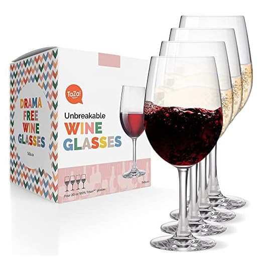 Unbreakable White/Red Wine glasses Smooth Rim - 100% Tritan Dishwasher-safe, shatterproof plastic wine glasses - By TaZa Design -Set of 4 (20 oz)