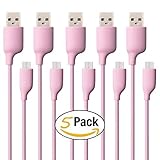 (5 Pack) 3ft Pink Micro USB Cable High Speed USB 2.0 Male A to Micro B Data Sync and Charger for Sumsung HTC Motorola, Wiko, Huawei, Nokia, Android