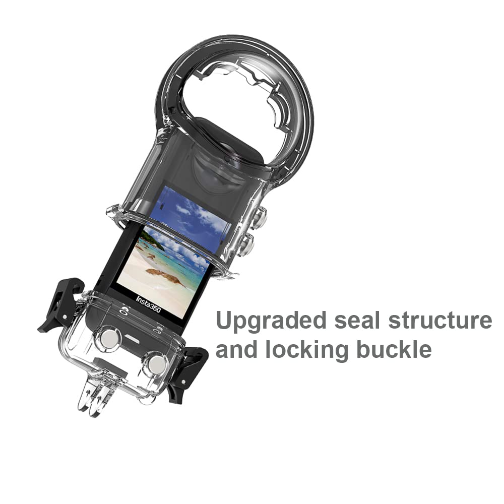 Andoer Funda impermeable para cámara deportiva panorámica, sumergible, sumergible, 50 m, con cubierta de lente de silicona, repuesto para accesorios de cámara de acción Insta360 X3