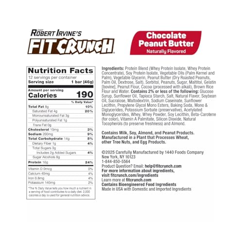 FIT-CRUNCH Barras Proteicas 16g Chocolate 12 unidades miniatura 2