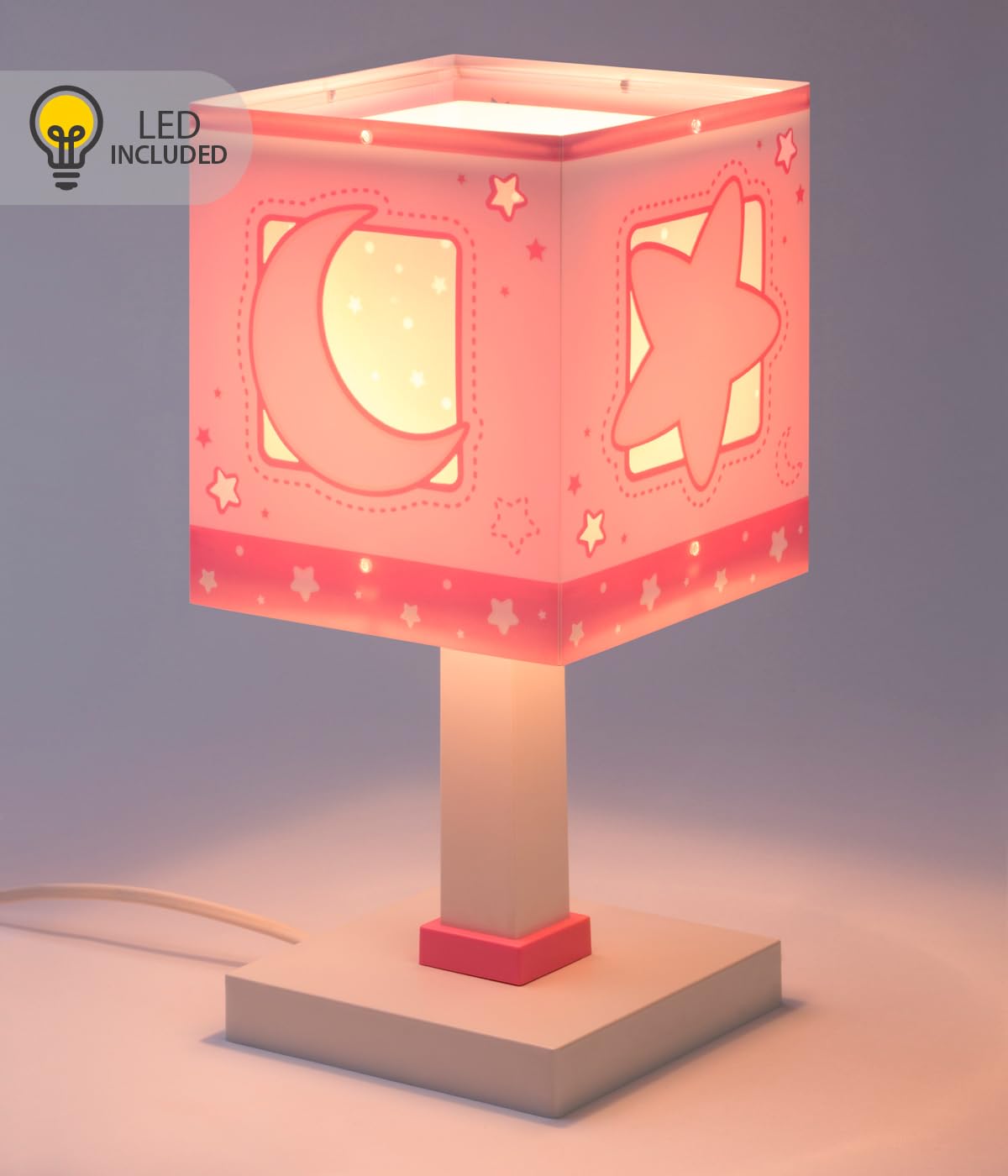 Dalber Kinder Tischlampe Moonlight Rosa Mond Sterne 63231NS G4 LED | Nachtlicht; 4W LED; Glühbirne enthalten