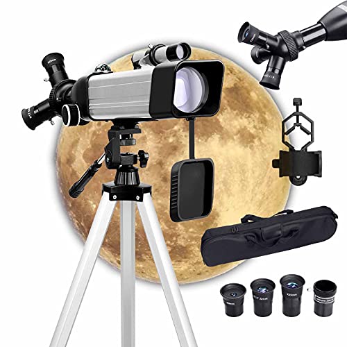 QUNSE Télescope Astronomique 29x-167x 500/60mm avec Clip de Téléphone et Sac à Main, Idéal pour Les Enfants et Les Adultes Débutants (B)