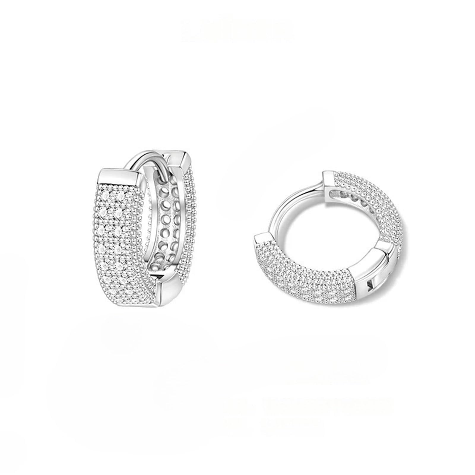 manthan Ear Rings for Men, Mens Earrings with Full Diamond Design, Silver Finish Ear Kundal, Pair of Two Studs-picture-14