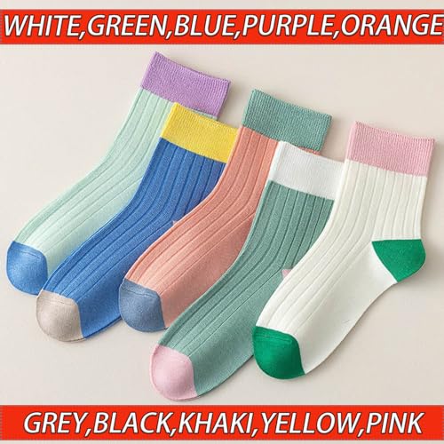 CHUNFO Womens Crew Socks Running Classic Solid Basic Colorful Cotton Athletic Dress Sock Ankle Size5-9.54